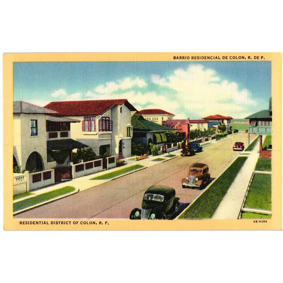 RESIDENTIAL DISTRICT OF COLON, R.P. Republic Of Panama Postcard - Picture 1 of 2